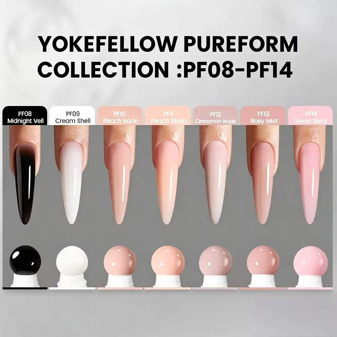 YOKEFELLOW PUREFORM Nail Extension Gel PF11 Peach Blush Nude Pink Color Hema-Free Tpo-Free Tmpta-Free 100% Pure Gel Poly Nail Gel for Professional Salon Use 50G/1.76 Oz