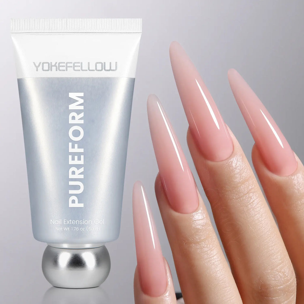 YOKEFELLOW PUREFORM Nail Extension Gel PF11 Peach Blush Nude Pink Color Hema-Free Tpo-Free Tmpta-Free 100% Pure Gel Poly Nail Gel for Professional Salon Use 50G/1.76 Oz