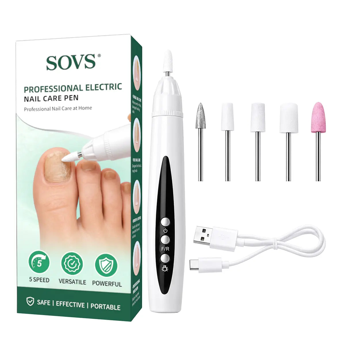 SOVS Electric Nail Drill Machine - Your Ultimate At-Home Salon Tool for Perfect Manicures and Pedicures, Lightweight and Portable for Effortless Grooming