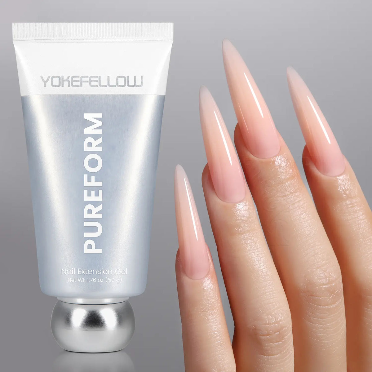 YOKEFELLOW PUREFORM Nail Extension Gel PF11 Peach Blush Nude Pink Color Hema-Free Tpo-Free Tmpta-Free 100% Pure Gel Poly Nail Gel for Professional Salon Use 50G/1.76 Oz