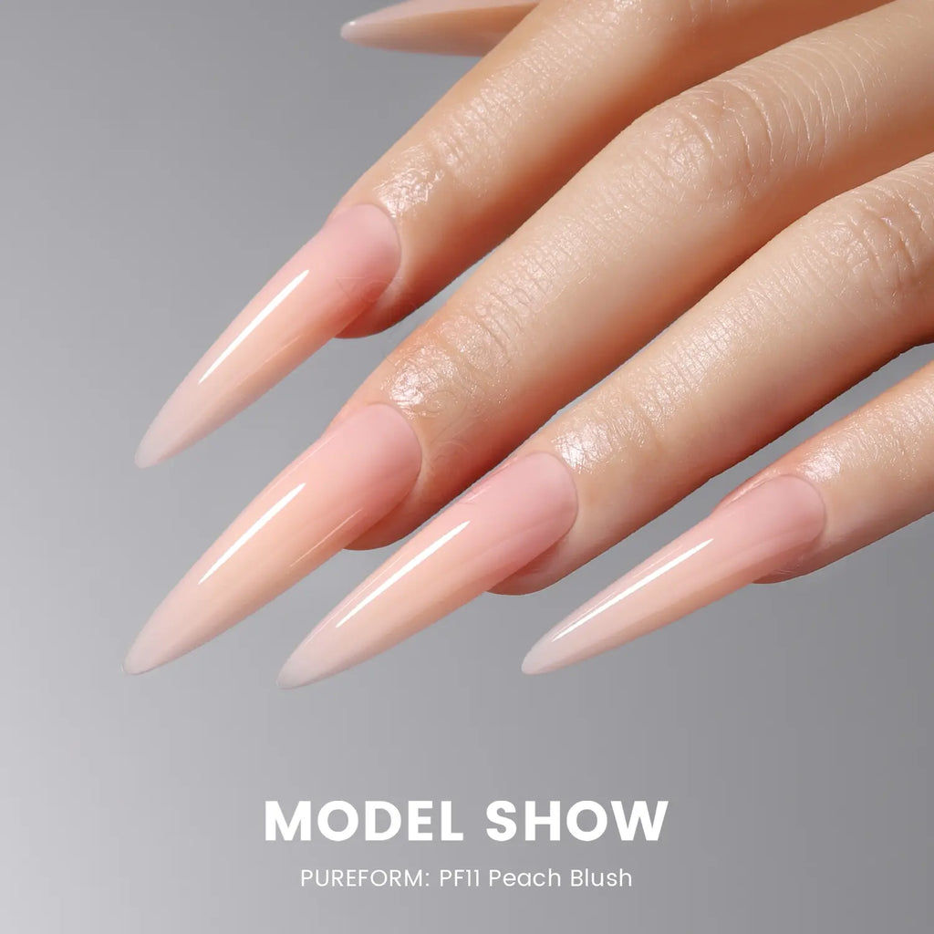 YOKEFELLOW PUREFORM Nail Extension Gel PF11 Peach Blush Nude Pink Color Hema-Free Tpo-Free Tmpta-Free 100% Pure Gel Poly Nail Gel for Professional Salon Use 50G/1.76 Oz