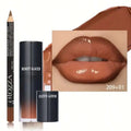Beauty Glazed 2-Pack Cosmetic Makeup Products Set (B209#101) - Lip Combo with Nourishing Gloss, Skin-Friendly Brown Lip Liner, 3D Precise Outline, Long-Lasting Matte Finish, Adult Daily Wear Essential