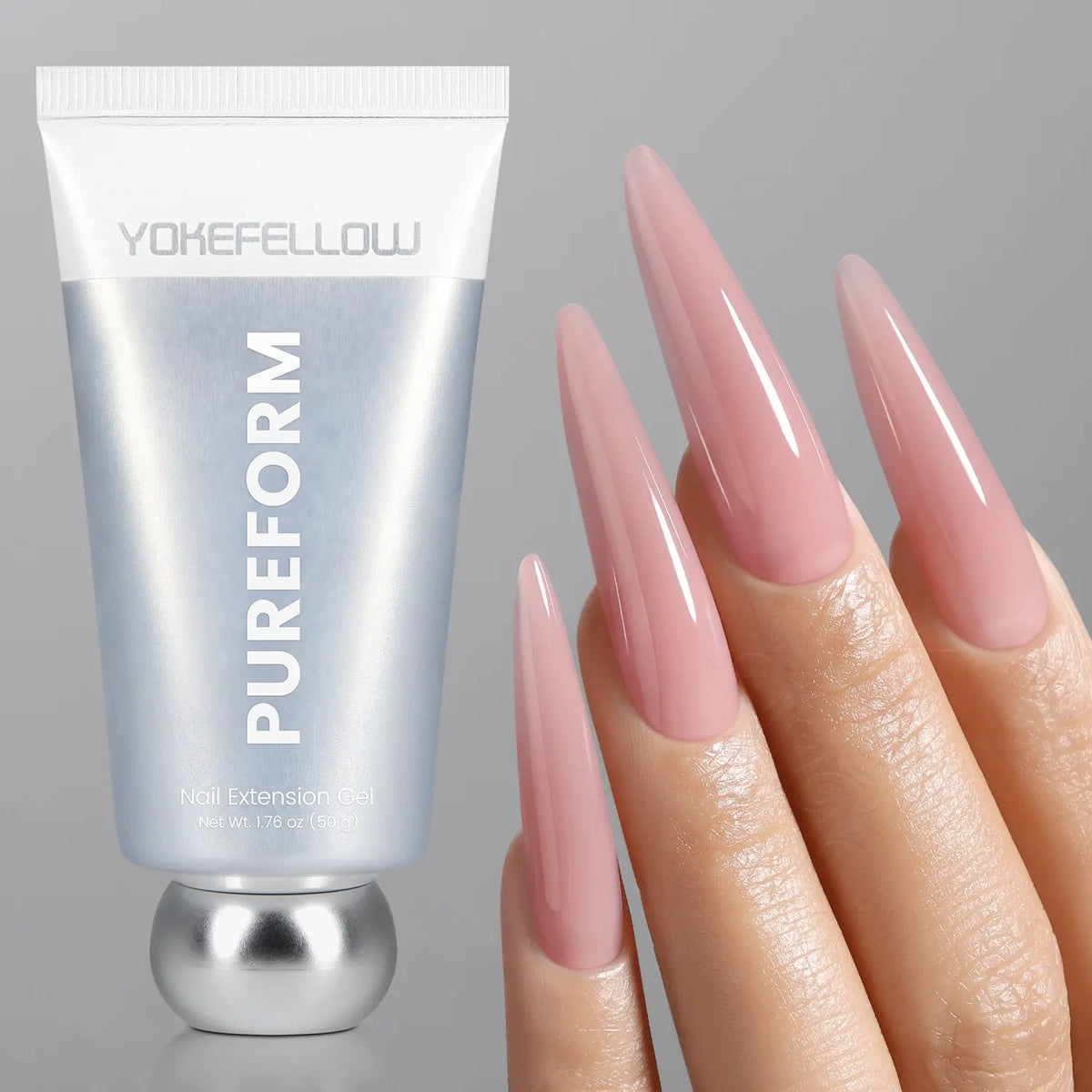 YOKEFELLOW PUREFORM Nail Extension Gel PF11 Peach Blush Nude Pink Color Hema-Free Tpo-Free Tmpta-Free 100% Pure Gel Poly Nail Gel for Professional Salon Use 50G/1.76 Oz