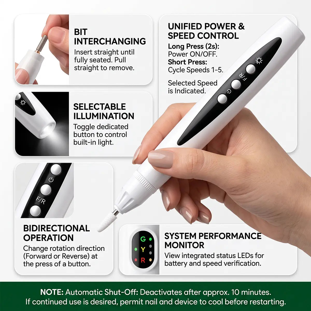 SOVS Electric Nail Drill Machine - Your Ultimate At-Home Salon Tool for Perfect Manicures and Pedicures, Lightweight and Portable for Effortless Grooming