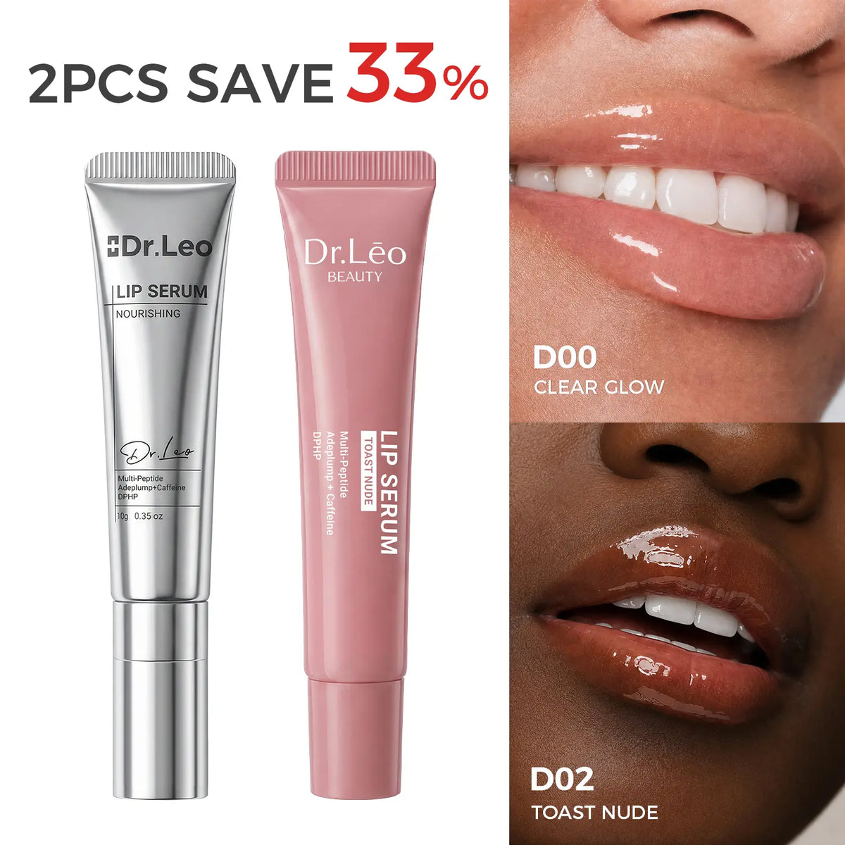 Dr.Leo Tinted Peptide Lip Serum – Brightens Dull-Looking Lips & Smooths Lip Lines, Sheer-To-Buildable Glossy Color + Hydrating Lip Care, Pink Dew / Toast Nude, 15G #Sohochic #Tiktokshopbacktoschool, Lip Tint, Moisturize, Daily