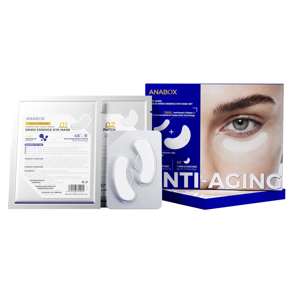CKA Unscented Freeze-Dried Collagen Under-Eye Patches - Anti-Aging Mask with Lyophilized Peptides, Hyaluronic Acid, Multi Botanical Extracts for All Skin: Hydrates, Soothes, Smooths Fine Lines