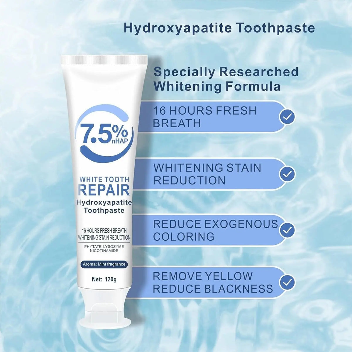 7.5% Nanoscale Hydroxyapatite Mouthwash, Specially Formulated Tooth Remineralization Solution for Enamel Protection, Mild Mint Teeth Sensitivity Solution for Daily Oral Care & Fresh Breath