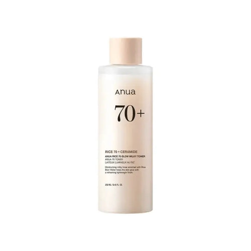 Anua Rice 70+ Glow Milky Toner - Nourishing & Hydrating Korean Formula for Sensitive Skin, Lightweight & Brightening, 250ml