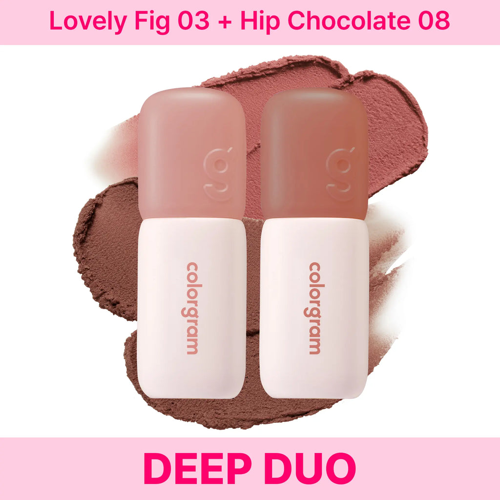 Colorgram Blurry Lip Duo - Nude Blur Tint | K-Beauty Makeup | Soft Matte Lip Stain | Powdery Finish | 2-In-1 Lip & Cheek | Lightweight & Buildable I Summervibes