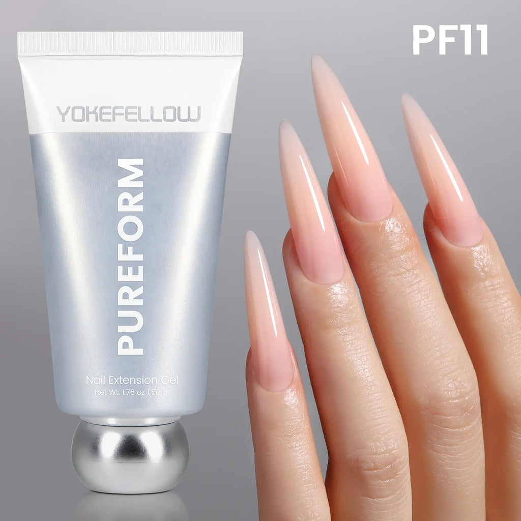 YOKEFELLOW PUREFORM Nail Extension Gel PF11 Peach Blush Nude Pink Color Hema-Free Tpo-Free Tmpta-Free 100% Pure Gel Poly Nail Gel for Professional Salon Use 50G/1.76 Oz
