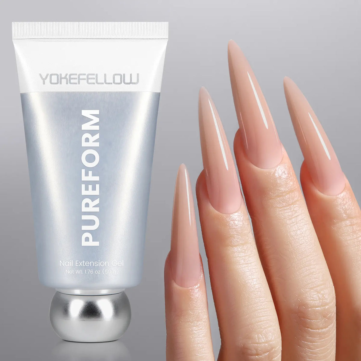 YOKEFELLOW PUREFORM Nail Extension Gel PF11 Peach Blush Nude Pink Color Hema-Free Tpo-Free Tmpta-Free 100% Pure Gel Poly Nail Gel for Professional Salon Use 50G/1.76 Oz