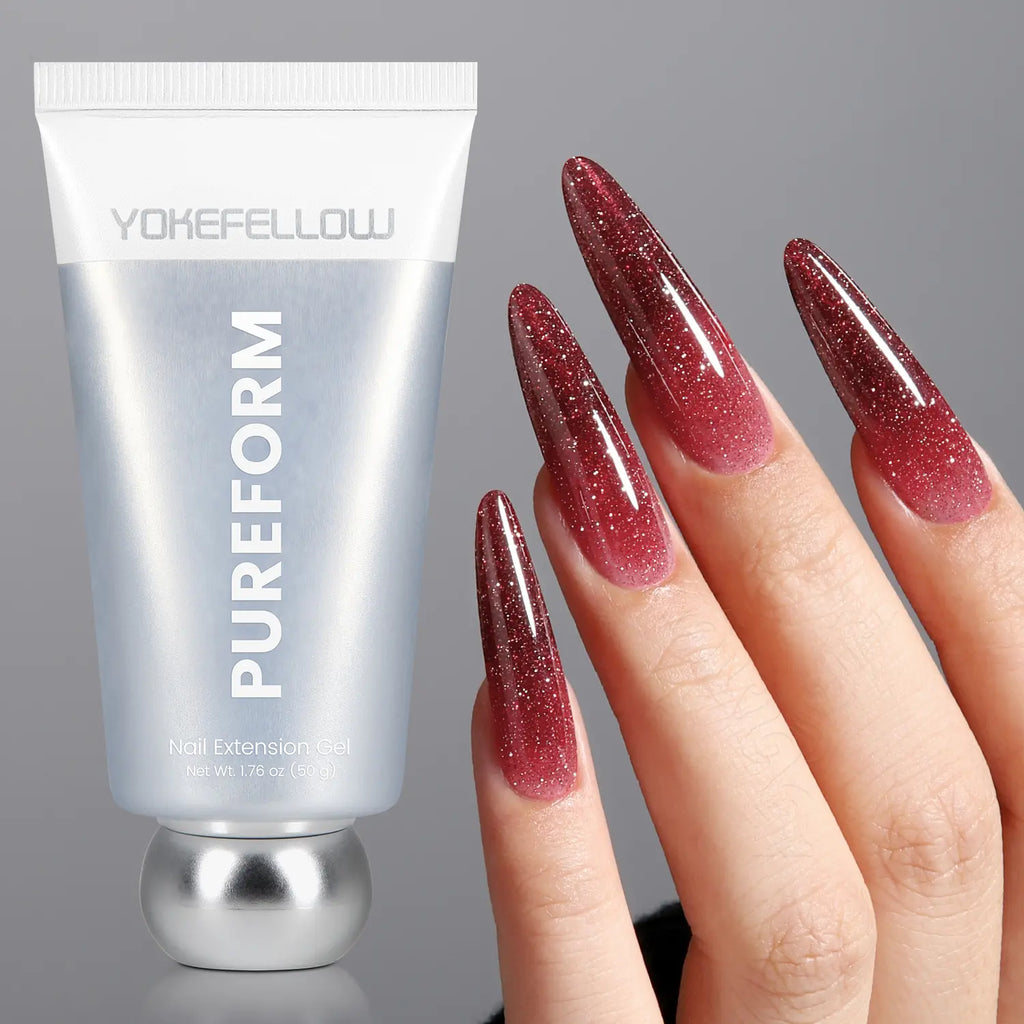 YOKEFELLOW PUREFORM Nail Extension Gel PF11 Peach Blush Nude Pink Color Hema-Free Tpo-Free Tmpta-Free 100% Pure Gel Poly Nail Gel for Professional Salon Use 50G/1.76 Oz