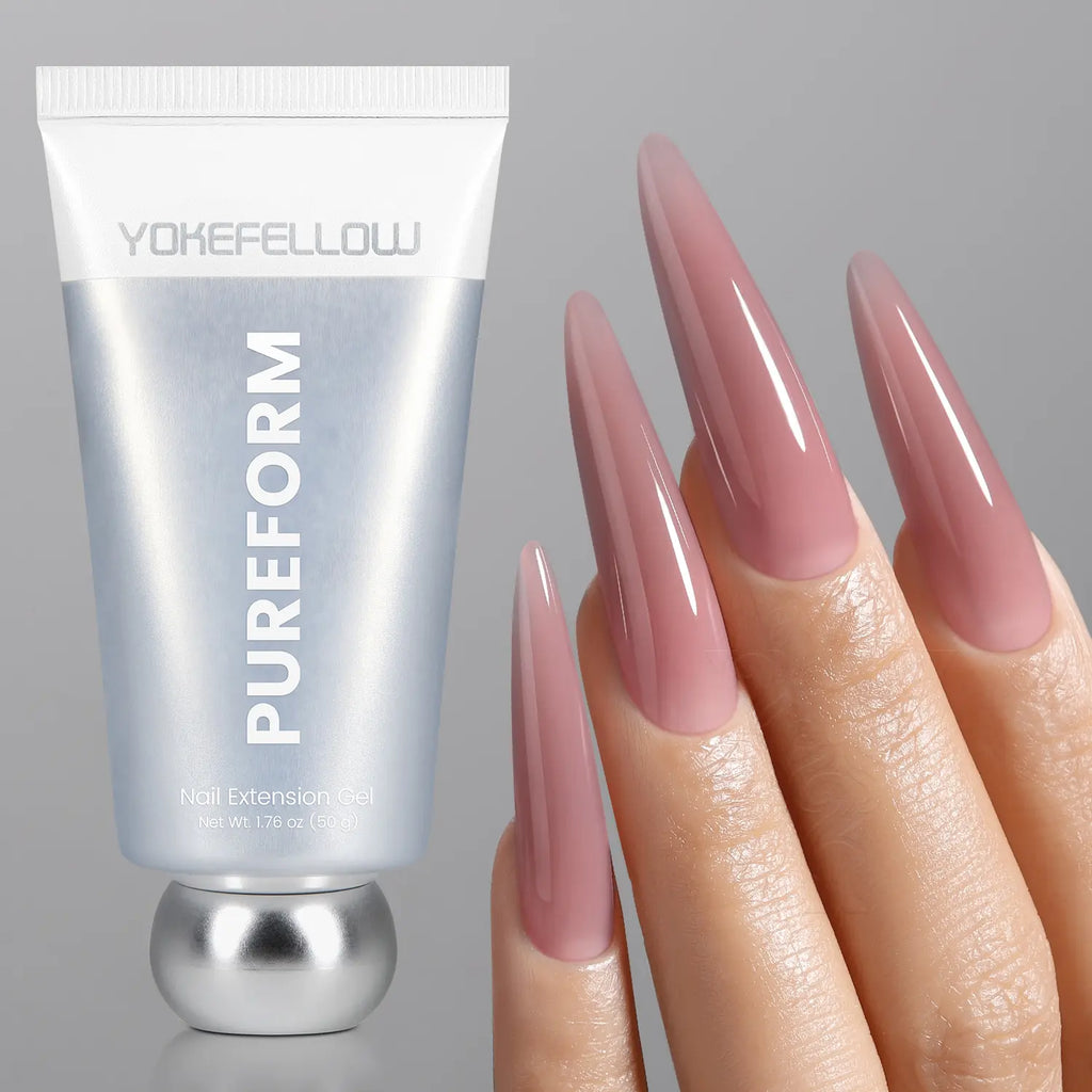 YOKEFELLOW PUREFORM Nail Extension Gel PF11 Peach Blush Nude Pink Color Hema-Free Tpo-Free Tmpta-Free 100% Pure Gel Poly Nail Gel for Professional Salon Use 50G/1.76 Oz
