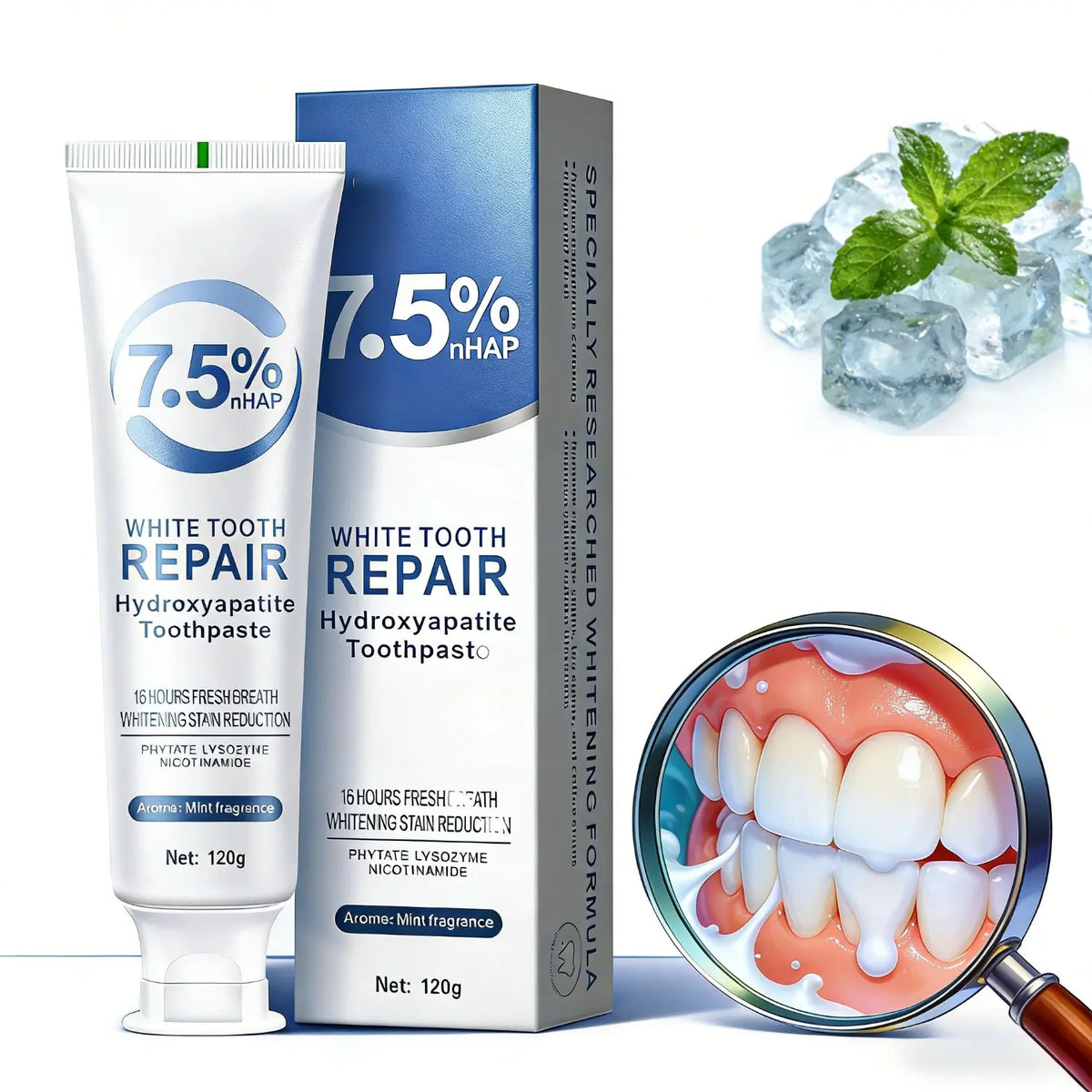 7.5% Nanoscale Hydroxyapatite Mouthwash, Specially Formulated Tooth Remineralization Solution for Enamel Protection, Mild Mint Teeth Sensitivity Solution for Daily Oral Care & Fresh Breath