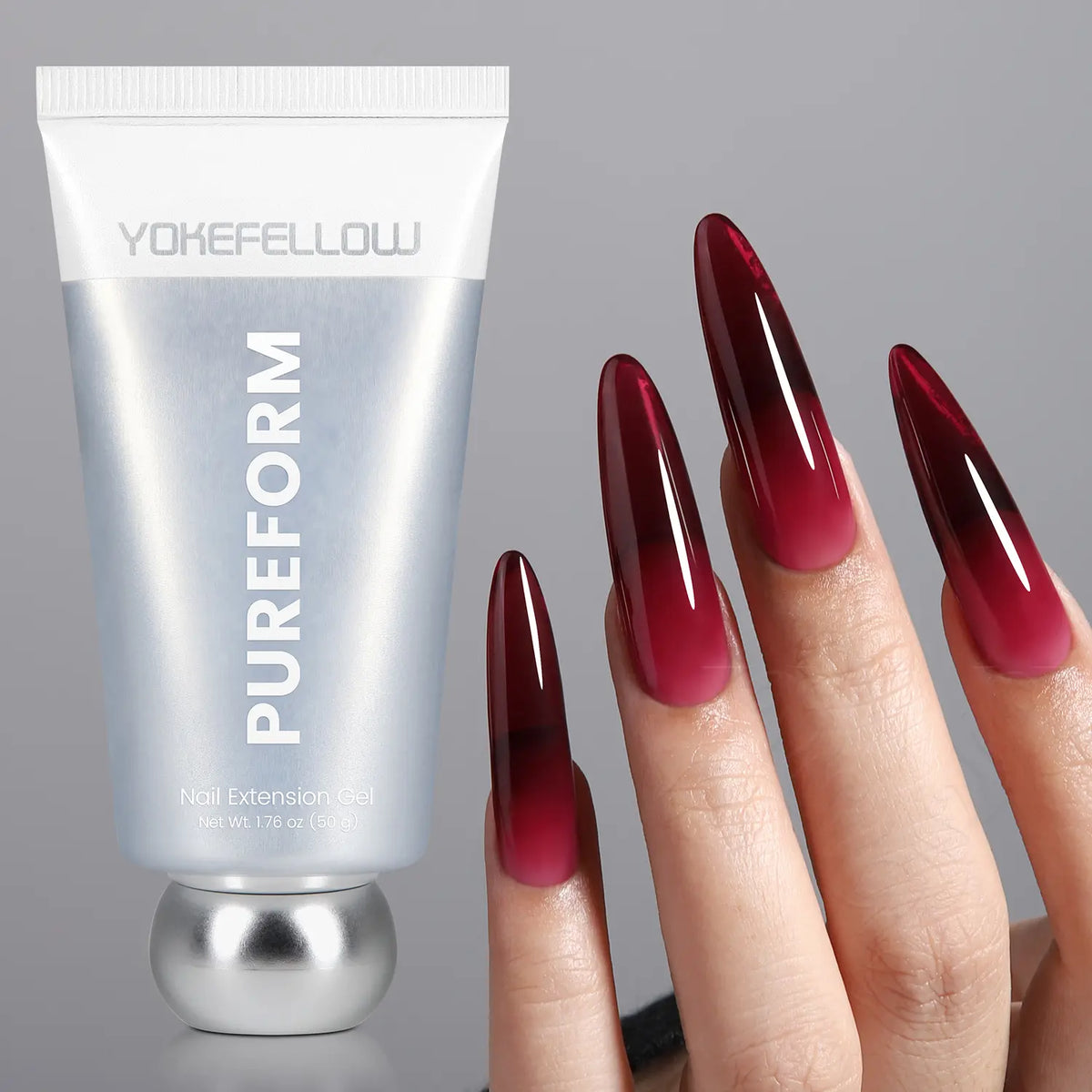 YOKEFELLOW PUREFORM Nail Extension Gel PF11 Peach Blush Nude Pink Color Hema-Free Tpo-Free Tmpta-Free 100% Pure Gel Poly Nail Gel for Professional Salon Use 50G/1.76 Oz